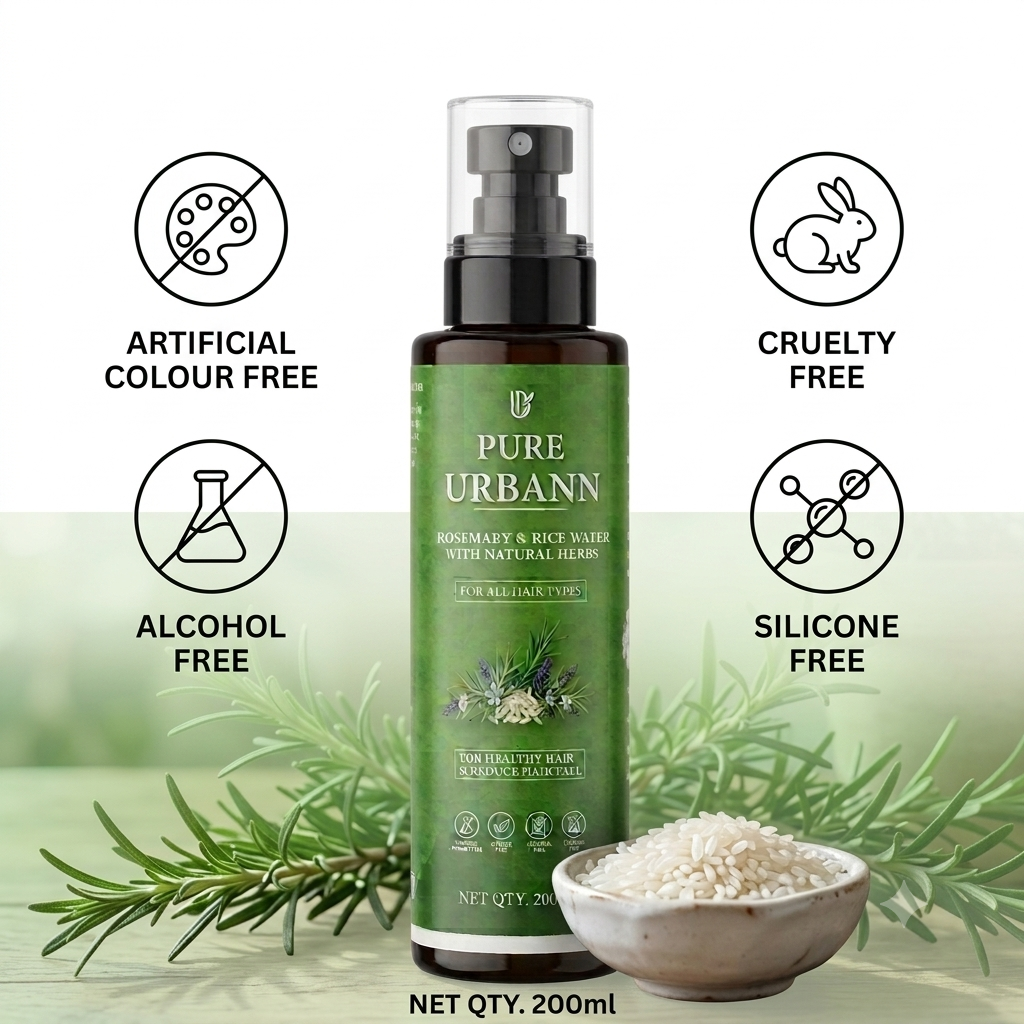Pure Urbann Rosemary And Rice Water Hair Spray |Hair Growth & Hair Fall Control | 200ml