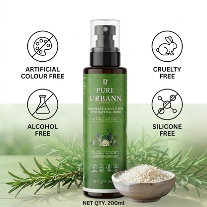 Pure Urbann Rosemary And Rice Water Hair Spray |Hair Growth & Hair Fall Control | 200ml