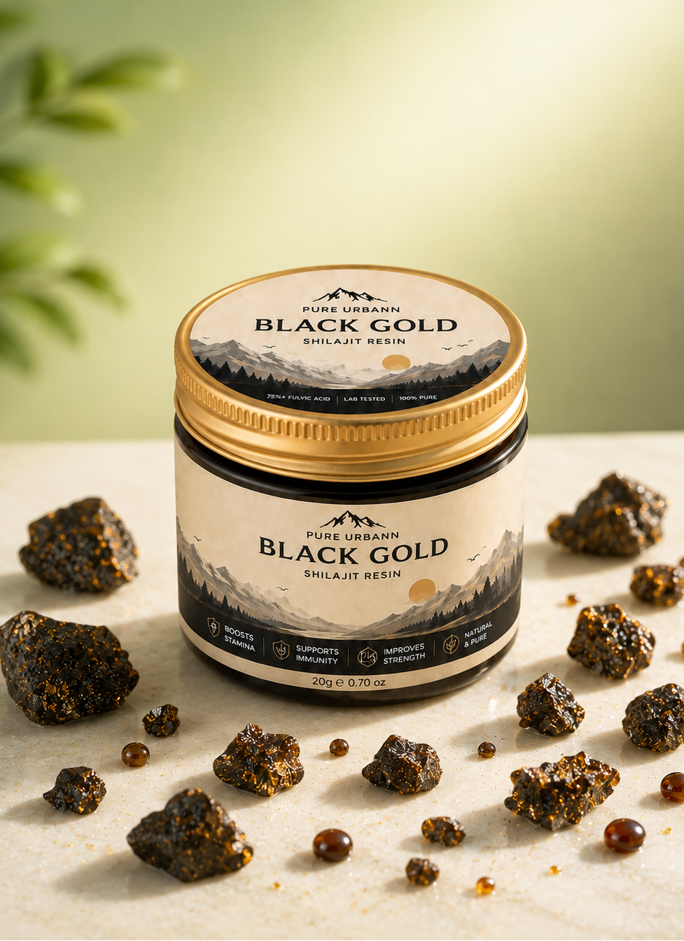 Pure Urbann Black Gold Shilajit Resin | 100% Pure Himalayan Shilajit | 20g